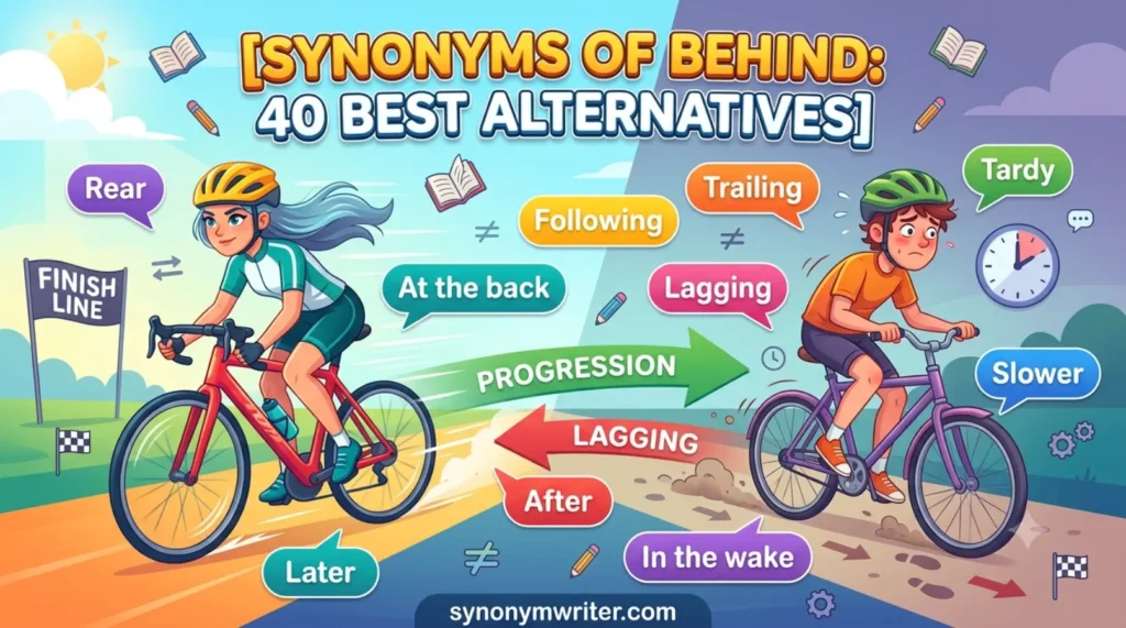 Synonyms of Behind: 40 Best Alternatives