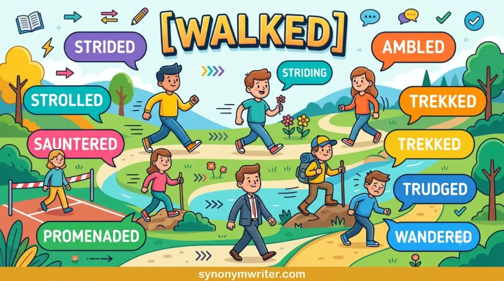 Synonyms for Walked Explained with Examples