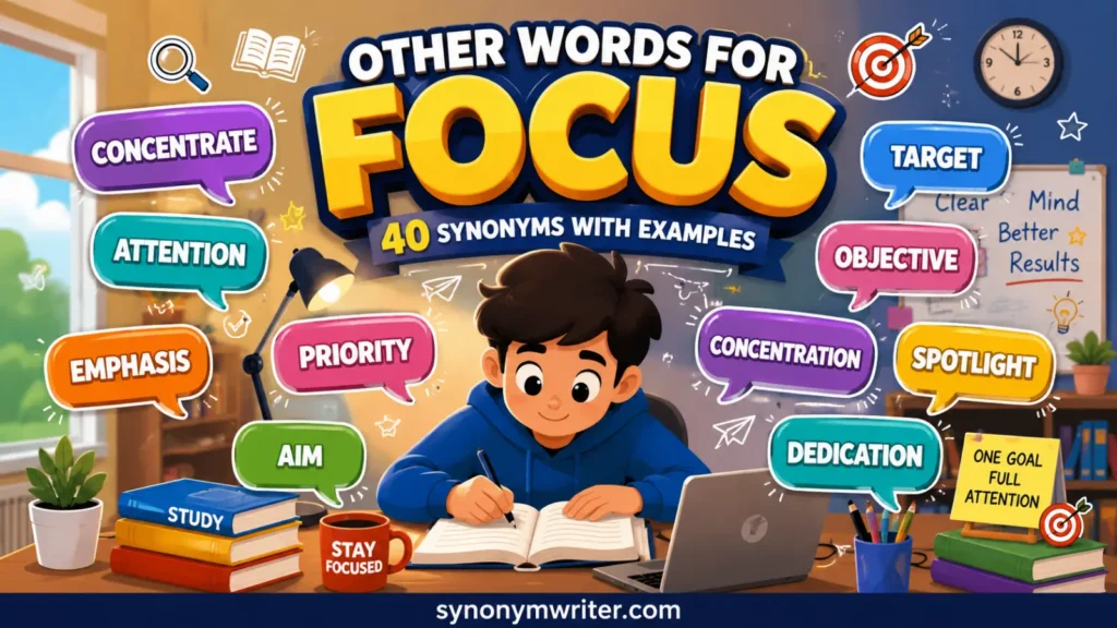 40 other words for focus infographic for students and writers
