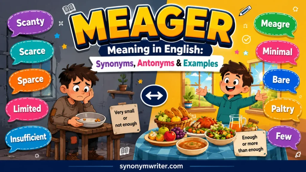 Meager Meaning in English: Synonyms, Antonyms & Examples