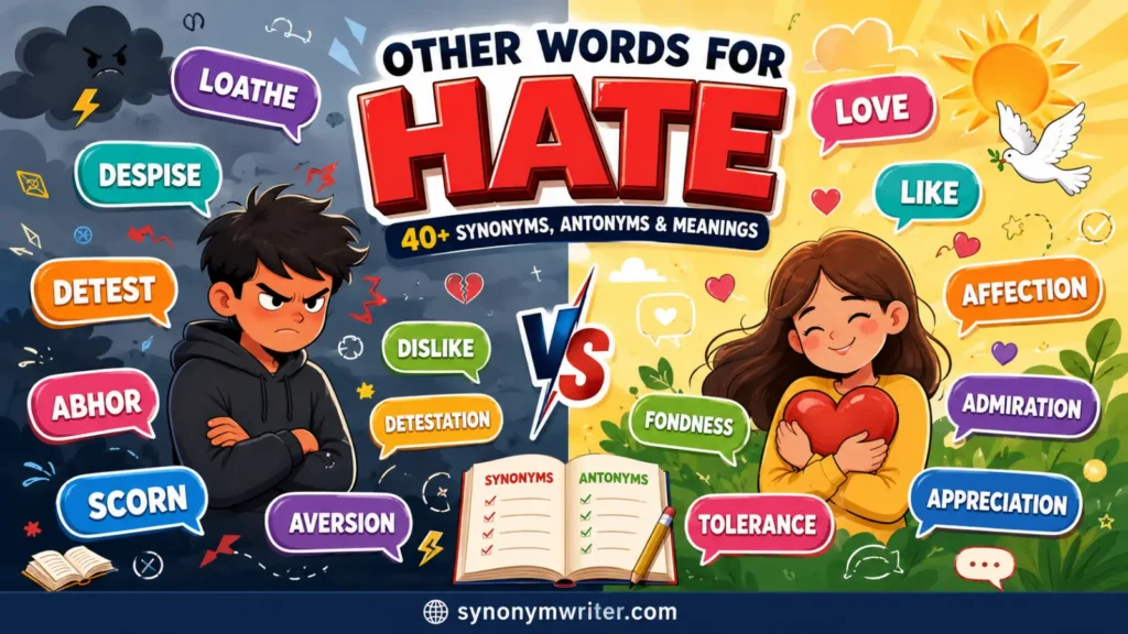 Other Words for Hate: 40+ Synonyms, Antonyms & Meanings