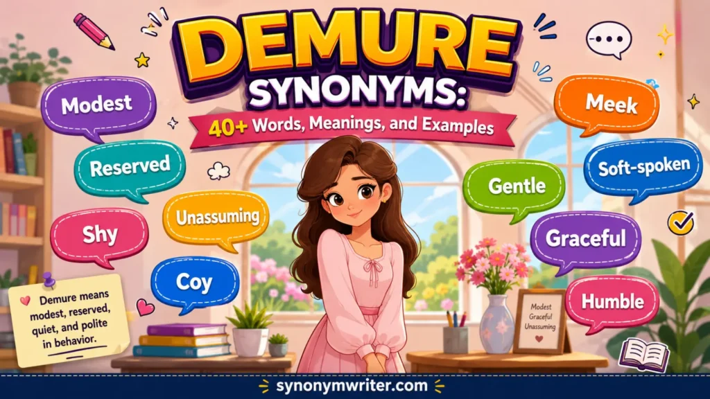 Demure Synonyms 40+ Words, Meanings, and Examples
