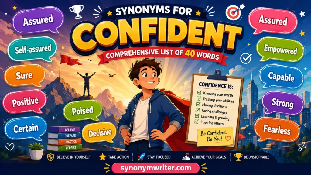 Synonyms for Confident: Comprehensive List of 40 Words